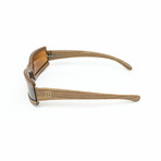 Star // Unisex Brown Wood Shield Sunglasses // Swarovski Stones // Brown + Brown