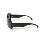 Ceres // Unisex Black Acetate & Grey Wood Sunglasses // Colored Swarovski Stones // Black + Grey