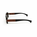Zephyr // Unisex Black Acetate & Wood Sunglasses // Black & Brown + Grey