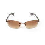 E08 // Men's Rimless Brown Wood Sunglasses // Gradient Brown Lenses // Brown + Gradient Brown