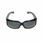 Thalie // Unisex Blue Acetate & Wood Shield Sunglasses // Blue + Grey