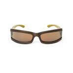 Star // Unisex Dark Brown Wood Shield Sunglasses // Swarovski Stones // Brown + Brown