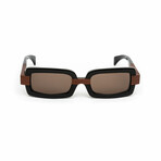 Zephyr // Unisex Black Acetate & Wood Sunglasses // Black & Brown + Grey