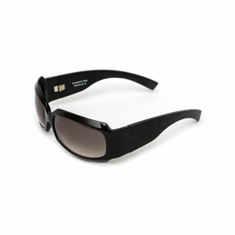 Uranie // Unisex Black Acetate & Wood Shield Sunglasses // Black + Grey