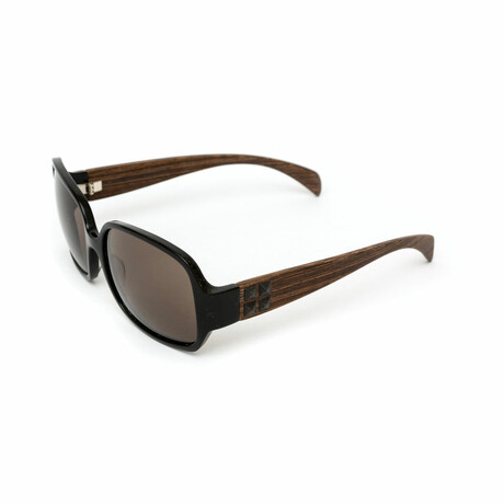 Athena // Women's Black Acetate and Wood Sunglasses // Black + Grey