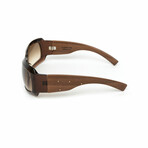 Thalie // Unisex Brown Acetate & Wood Shield Sunglasses // Brown + Brown