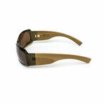 Uranie // Unisex Olive Green Acetate & Wood Shield Sunglasses // Olive Green + Brown