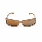 Star // Unisex Brown Wood Shield Sunglasses // Swarovski Stones // Brown + Brown
