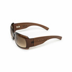 Thalie // Unisex Brown Acetate & Wood Shield Sunglasses // Brown + Brown
