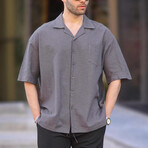 Short Sleeve Oversize Button Up // Smoked (M)