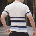 Striped Knitwear Polo // White (L)