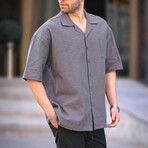Short Sleeve Oversize Button Up // Smoked (M)