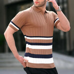 Striped Knitwear Polo // Mustard (XL)