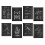 Star Wars Original Ships | Droids Patent Gallery Wall Set (11"L x 14"W)