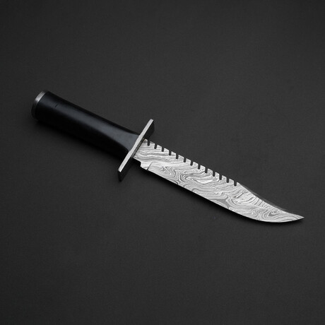 Black Micarta Damascus Dagger // 25