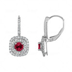 18K White Gold Ruby + Diamond Earrings // New