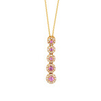 18K Yellow Gold Diamond + Pink Sapphire Necklace // 18" // New