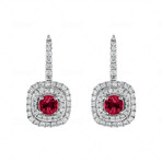 18K White Gold Ruby + Diamond Earrings // New