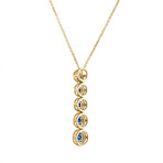 18K Yellow Gold Diamond + Blue Sapphire Necklace II // 18" // New