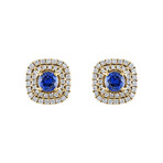 18K Yellow Gold Diamond + Blue Sapphire Earrings II // New