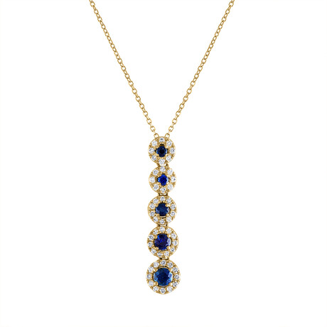 Tresorra // 18K Yellow Gold Diamond + Blue Sapphire Necklace I // 18" // New