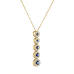 Tresorra // 18K Yellow Gold Diamond + Blue Sapphire Necklace I // 18" // New