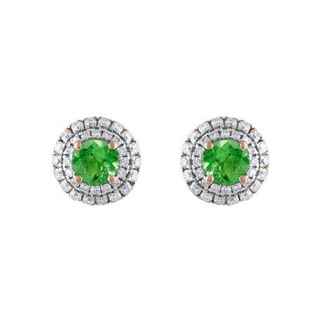 18K Rose Gold Diamond + Tsavorite Earrings // New