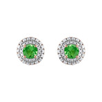 18K Rose Gold Diamond + Tsavorite Earrings // New