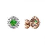 18K Rose Gold Diamond + Tsavorite Earrings // New