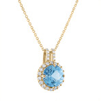 18K Yellow Gold Diamond + Topaz Necklace I // 18" // New