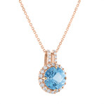 Tresorra // 18K Rose Gold Diamond + Topaz Necklace // 18" // New