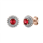 18K Rose Gold Diamond + Ruby Earrings I // New