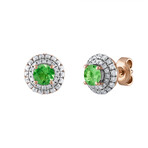 18K Rose Gold Diamond + Tsavorite Earrings // New