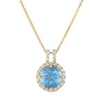 18K Yellow Gold Diamond + Topaz Necklace I // 18" // New