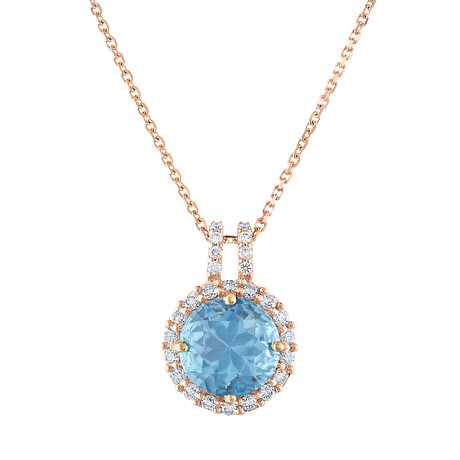 Tresorra // 18K Rose Gold Diamond + Topaz Necklace // 18" // New