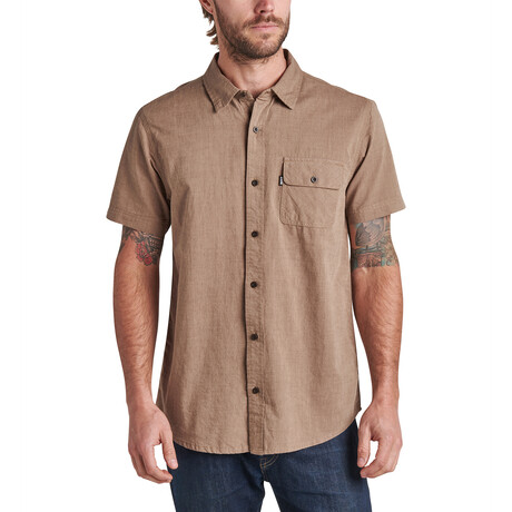 Winfred Short Sleeve Button Up Poplin Shirtl // Rain Drum (XS)