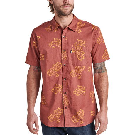 Forge Short Sleeve Button Up Woven Shirt // Mahogany (XS)