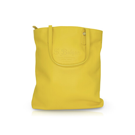 Bulgari // Foundation Leather Tote Bag // Yellow // Pre-Owned