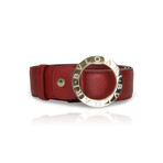 Bulgari // Leather + Stainless Steel Circle Buckle Belt // Red // Pre-Owned