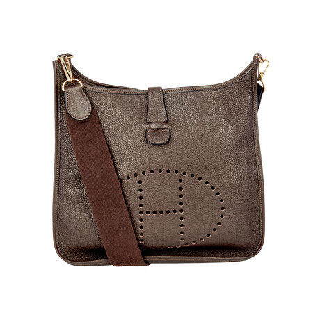 Hermes // Leather Taurillon Clemence Evelyne PM Shoulder Bag // Brown // Pre-Owned