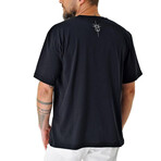 Regular Fit Crewneck Sun & Wave Back Print Shirt // Black (M)