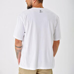 Regular Fit Crewneck Symbol Back Print Shirt // White (S)