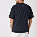 Regular Fit Crewneck Swords Back Print Shirt // Black (M)