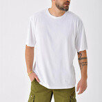 Regular Fit Crewneck Sun & Wave Back Print Shirt // White (M)