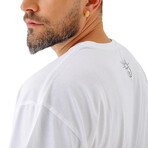 Regular Fit Crewneck Sun & Wave Back Print Shirt // White (L)