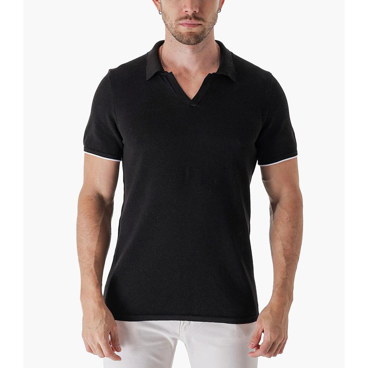 Tipped Polo // Black (S) - Chuba Knit Polos & Tees - Touch of Modern