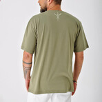 Regular Fit Crewneck Swords Back Print Shirt // Khaki (M)