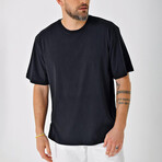 Regular Fit Crewneck Sun & Wave Back Print Shirt // Black (S)