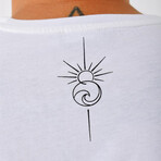 Regular Fit Crewneck Sun & Wave Back Print Shirt // White (L)