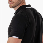 Knitwear Polo w/ Sleeve & Back Detail // Black (XL)